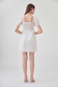Adelyn Embroidery Sweetheart Ribbon Dress In Blue Wildflower