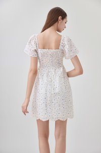 Adelyn Embroidery Sweetheart Ribbon Dress In Blue Wildflower