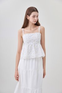 Kyla Embroidery Camisole Babydoll Top In Floral