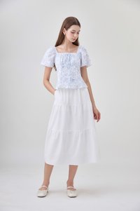 Bristol Printed Ruched Top In Blue