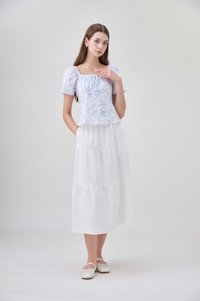 Bristol Printed Ruched Top In Blue