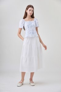 Bristol Printed Ruched Top In Blue