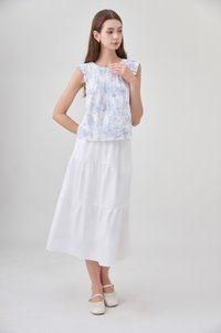 Romina Toile Pleated Ruffle Top
