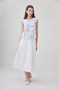 Romina Toile Pleated Ruffle Top