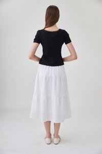 Ana Ribbon Lace Cotton Top In Black