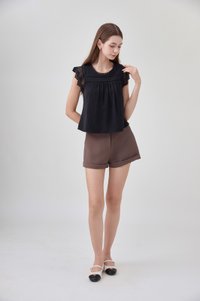Araceli Crochet Lattice Top In Black