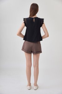 Araceli Crochet Lattice Top In Black