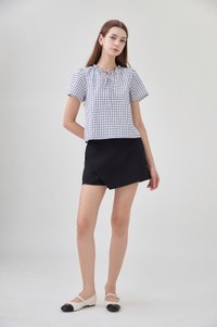 Merritt Checkered Ribbon Tie Top