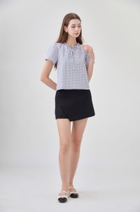 Merritt Checkered Ribbon Tie Top