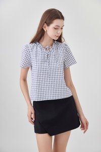 Merritt Checkered Ribbon Tie Top