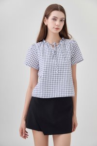 Merritt Checkered Ribbon Tie Top