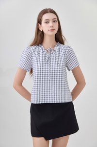 Merritt Checkered Ribbon Tie Top