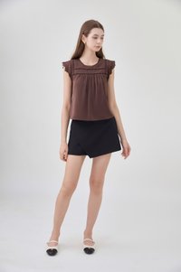 Araceli Crochet Lattice Top In Brown