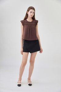 Araceli Crochet Lattice Top In Brown