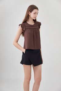 Araceli Crochet Lattice Top In Brown