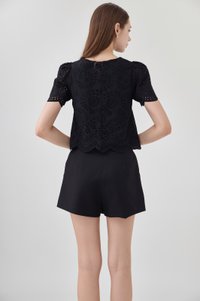 Delilah Eyelet Scallop Top In Black