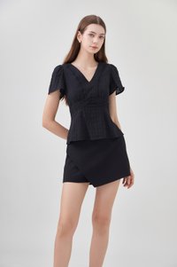 Lia Swiss Dot Crochet Top In Black