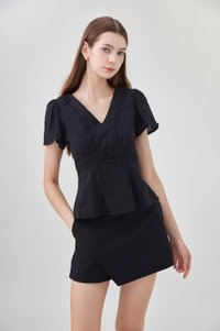 Lia Swiss Dot Crochet Top In Black