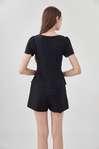 Lia Swiss Dot Crochet Top In Black