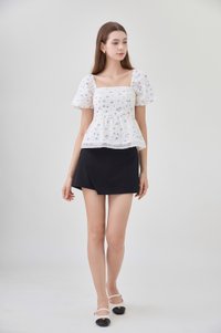 Alexandria Embroidery Babydoll Top In Lavender Bloom
