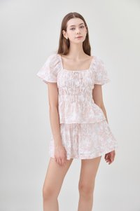 Emelia Toile Drawstring Crochet Short In Pink