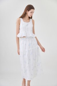 Miller Lace Floral Elastic Waist Midi Skirt