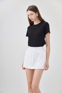 *GLACIER* Eliora Everyday Elastic Waist Skort In White