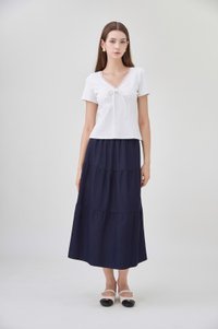 Ana Ribbon Lace Cotton Top In White