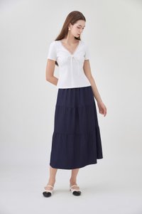 Ana Ribbon Lace Cotton Top In White