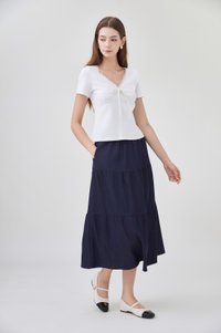 Ana Ribbon Lace Cotton Top In White