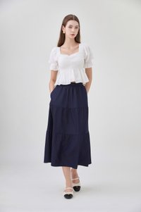 Ariyah Smocked Ruched Ruffles Top In White