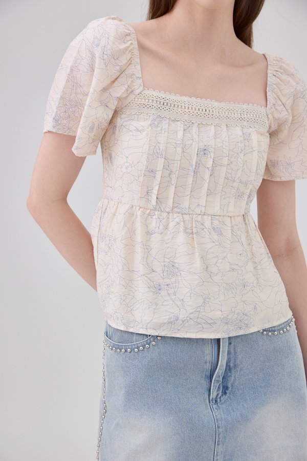 Antonella Pintuck Babydoll Top In Cream