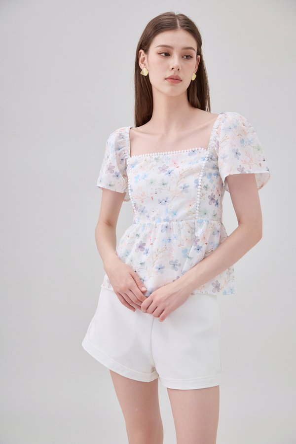 Claudia Lace Trim Floral Babydoll Top