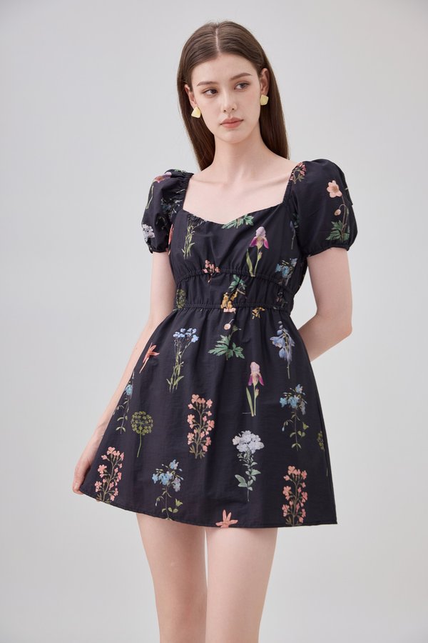 Chaya Botanical Garden Smocked Waist Dress Romper In Black