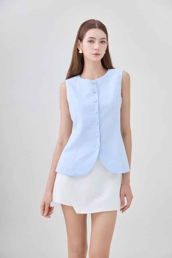 Mallory Pinstripe Button Vest