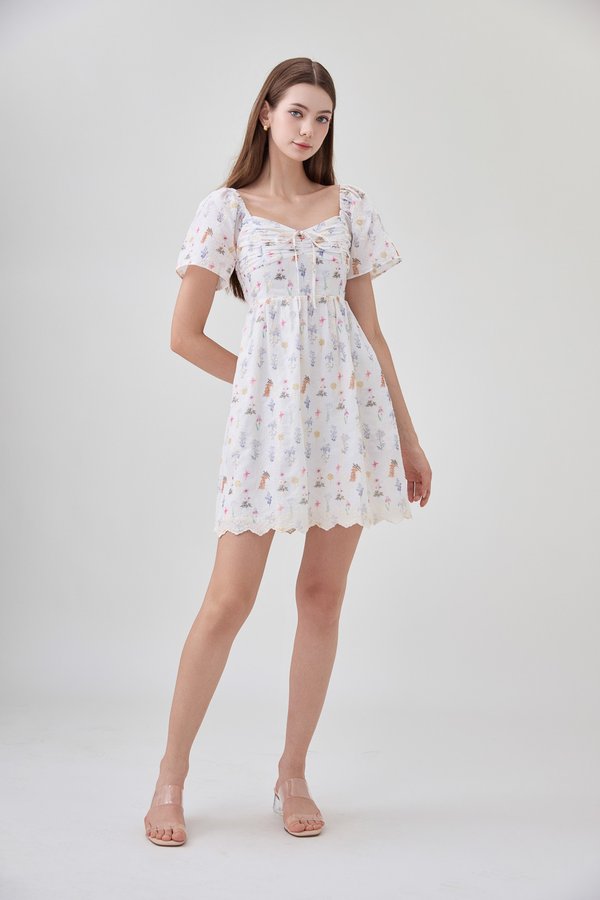 Adelyn Embroidery Sweetheart Ribbon Dress In Meadow Floral