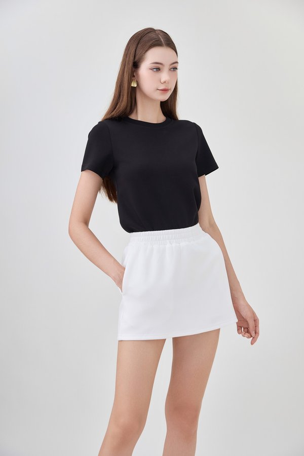 *GLACIER* Eliora Everyday Elastic Waist Skort In White