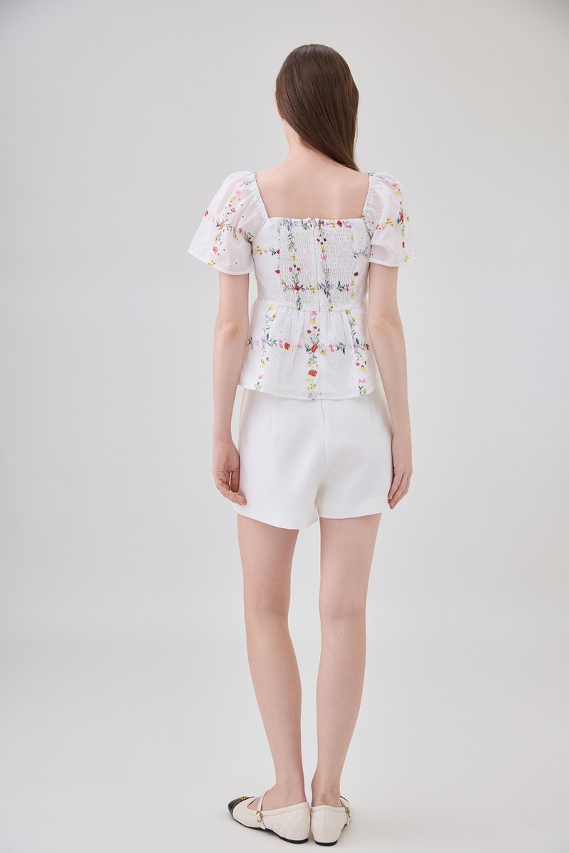 Nevaeh Eyelet Floral Babydoll Top