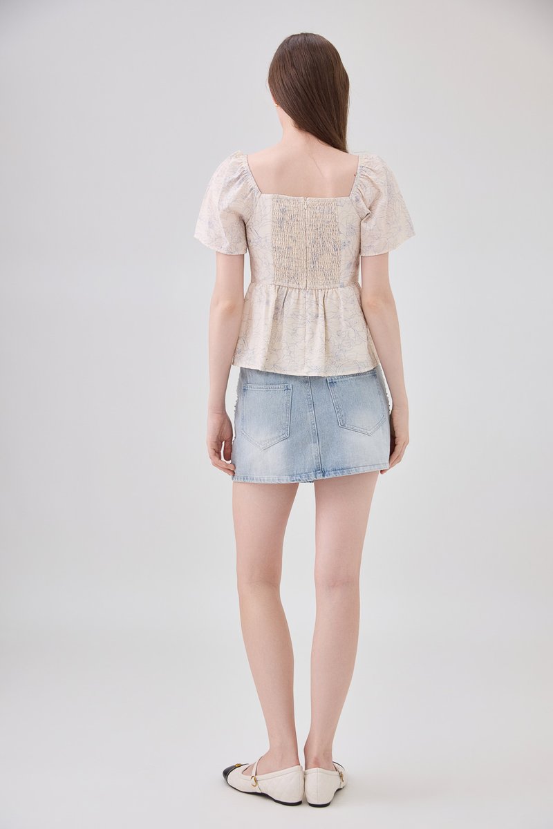 Antonella Pintuck Babydoll Top In Cream
