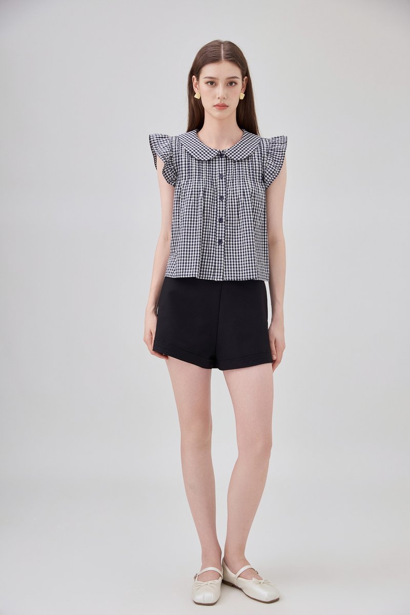 Mariella Gingham PeterPan Double Flutter Top