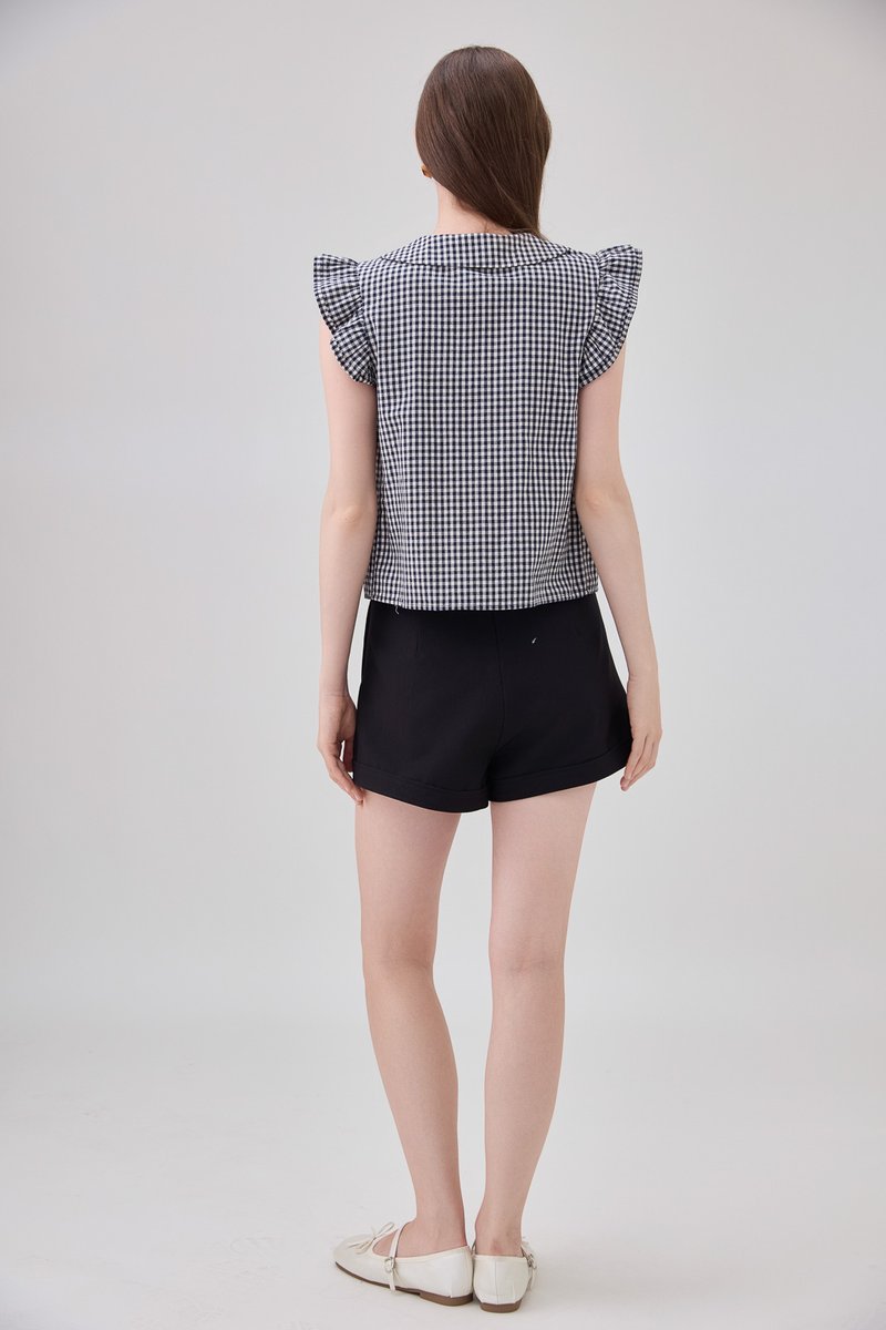 Mariella Gingham PeterPan Double Flutter Top