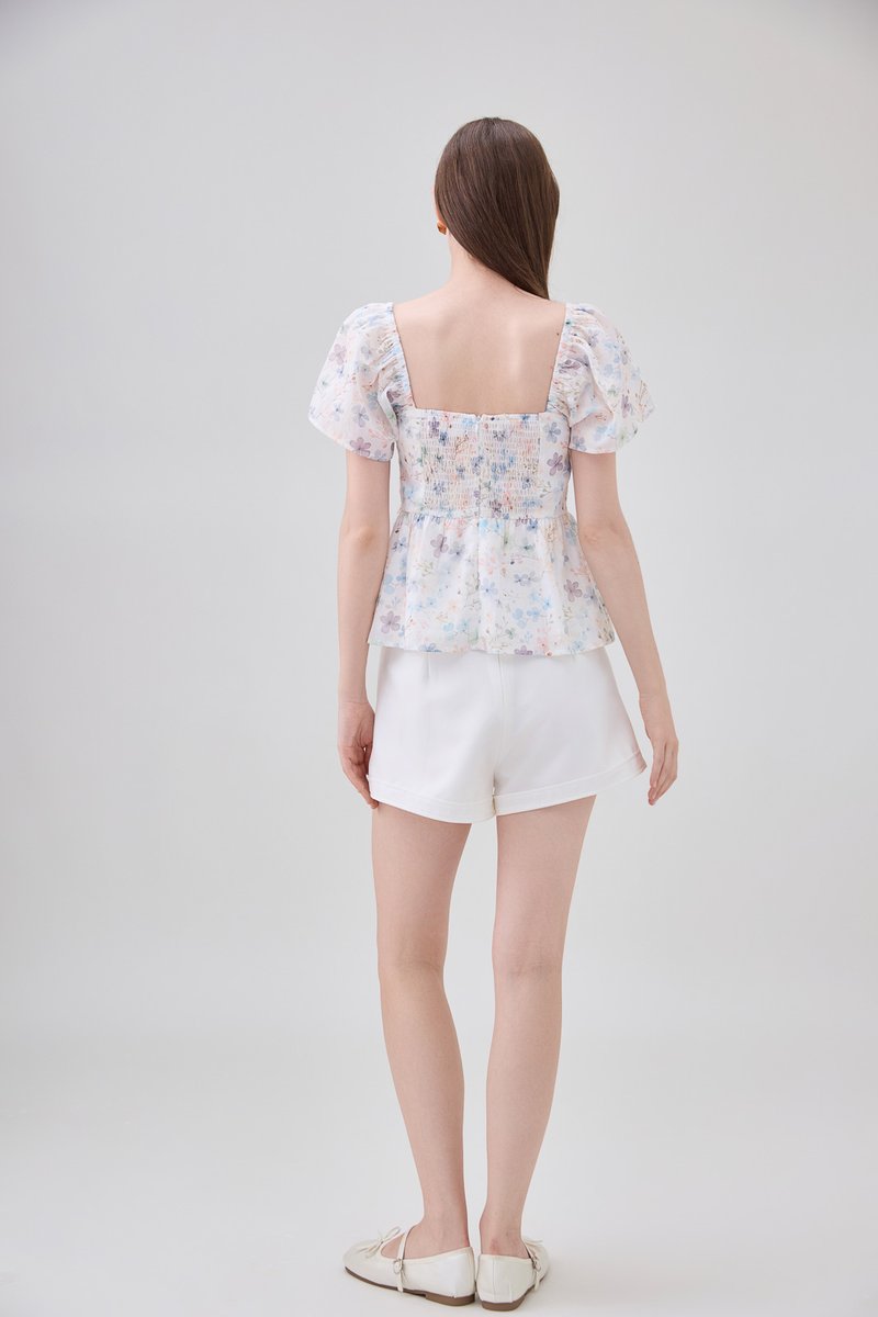Claudia Lace Trim Floral Babydoll Top