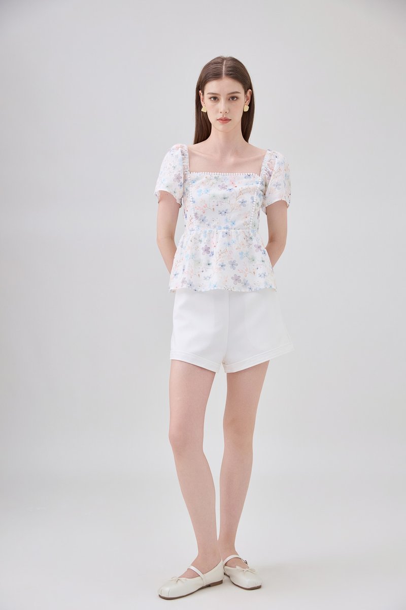 Claudia Lace Trim Floral Babydoll Top