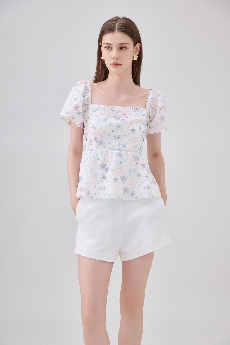 Claudia Lace Trim Floral Babydoll Top