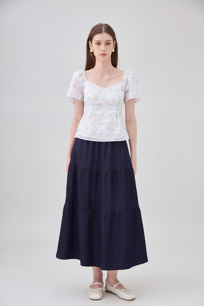 Renata Embroidery Floral Top In Yellow