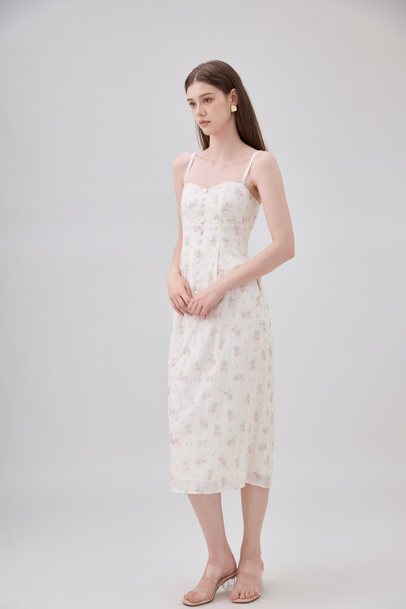Solana Camsiole Button Floral Midi Dress