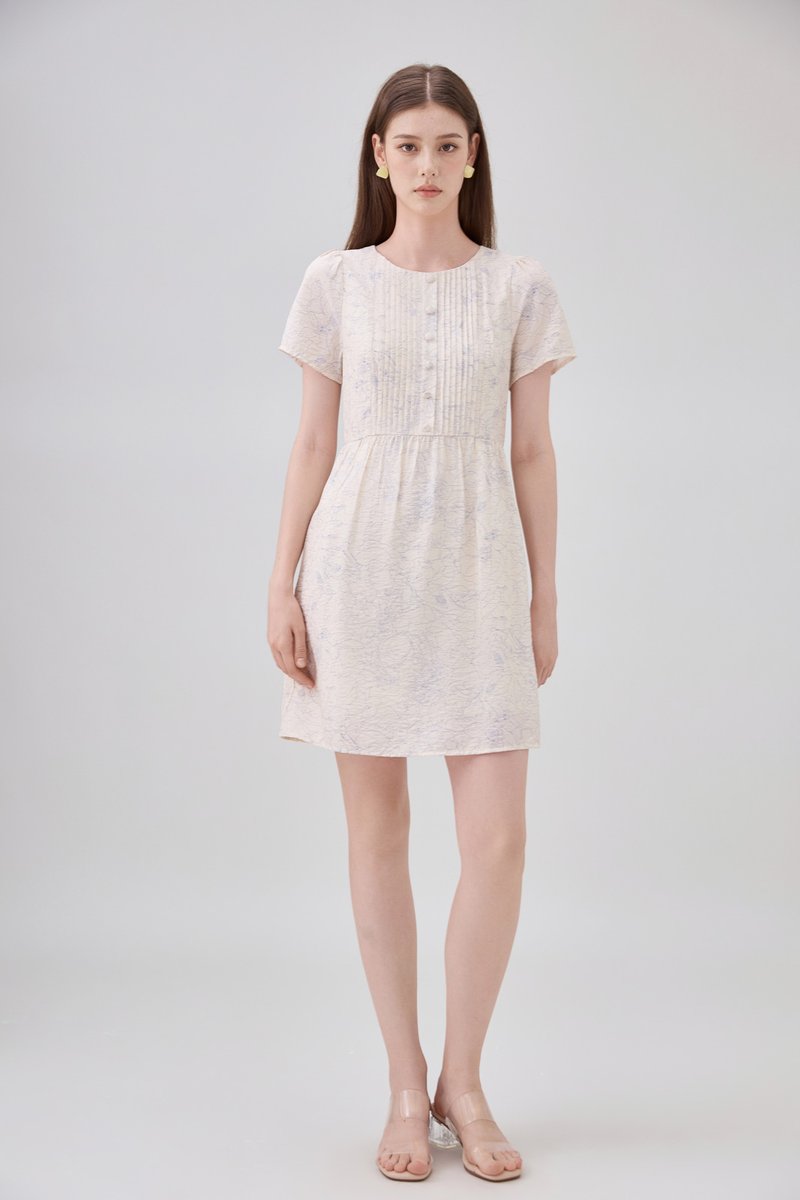 Antonella Pintuck Button Dress In Cream