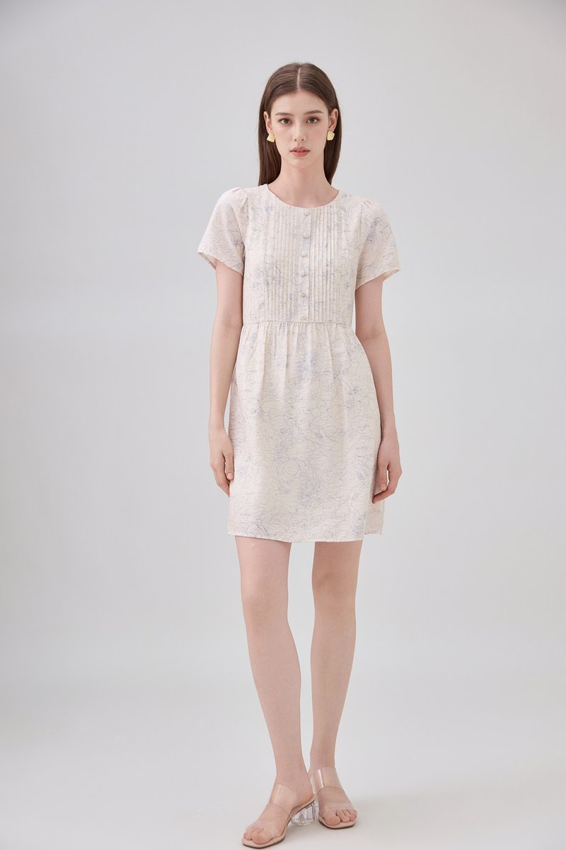 Antonella Pintuck Button Dress In Cream