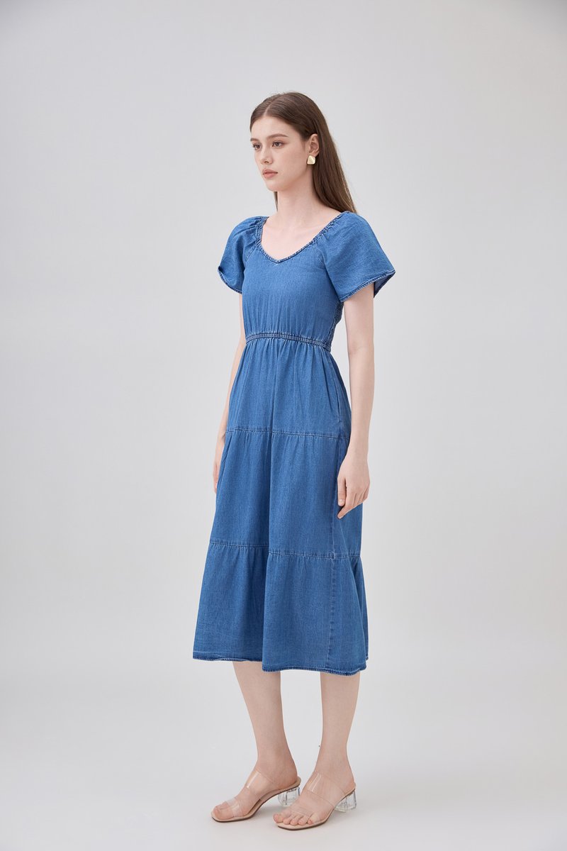 Kyomi Two Way Denim Midi Dress