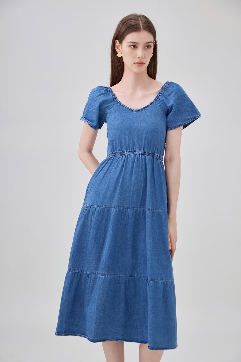 Kyomi Two Way Denim Midi Dress